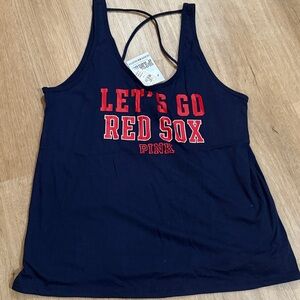 Victoria's Secret PINK Navy Tank Top with Red Lettering